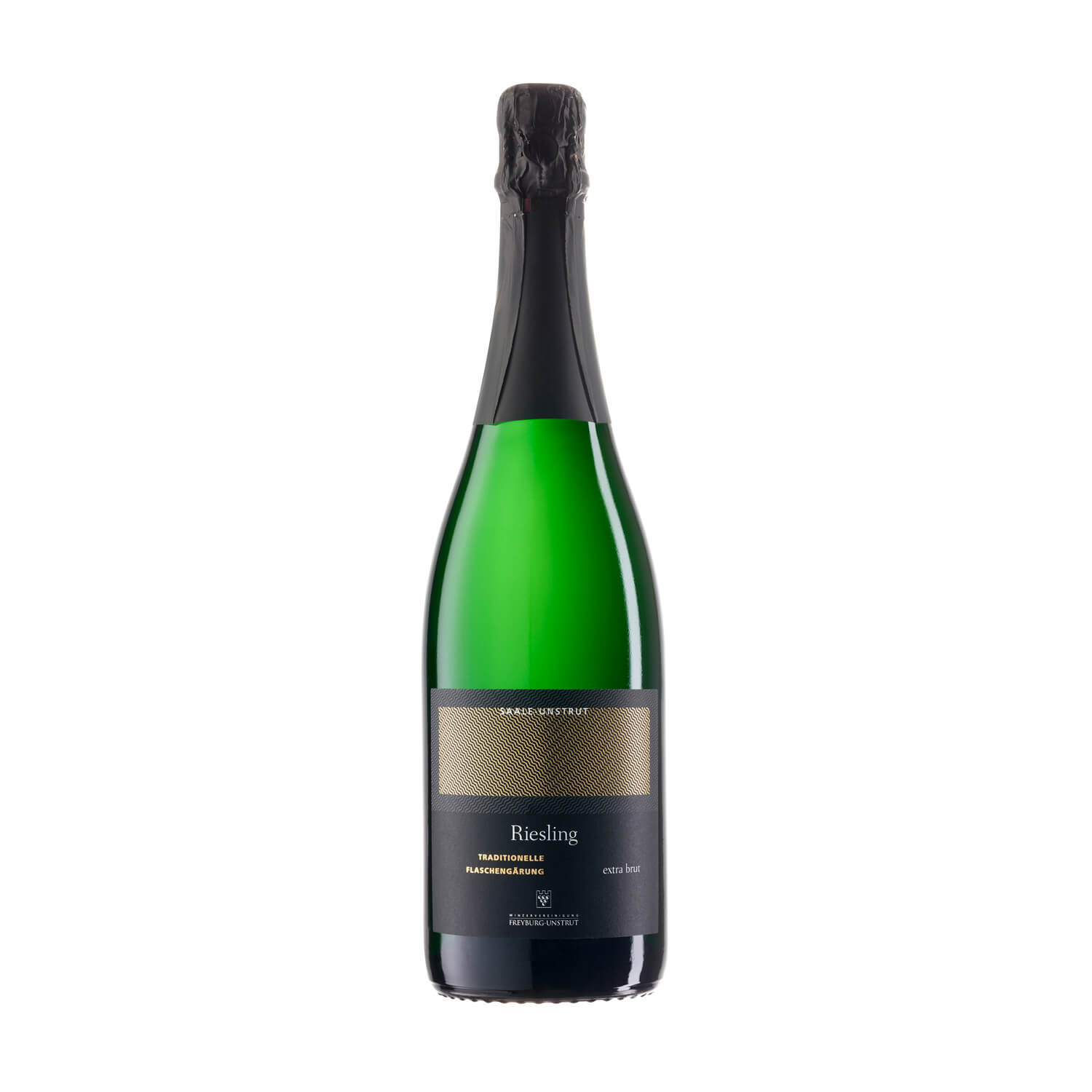 Eine 0,75 Liter Flasche Winzersekt Riesling b.A. extra brut traditionelle Flaschengärung 