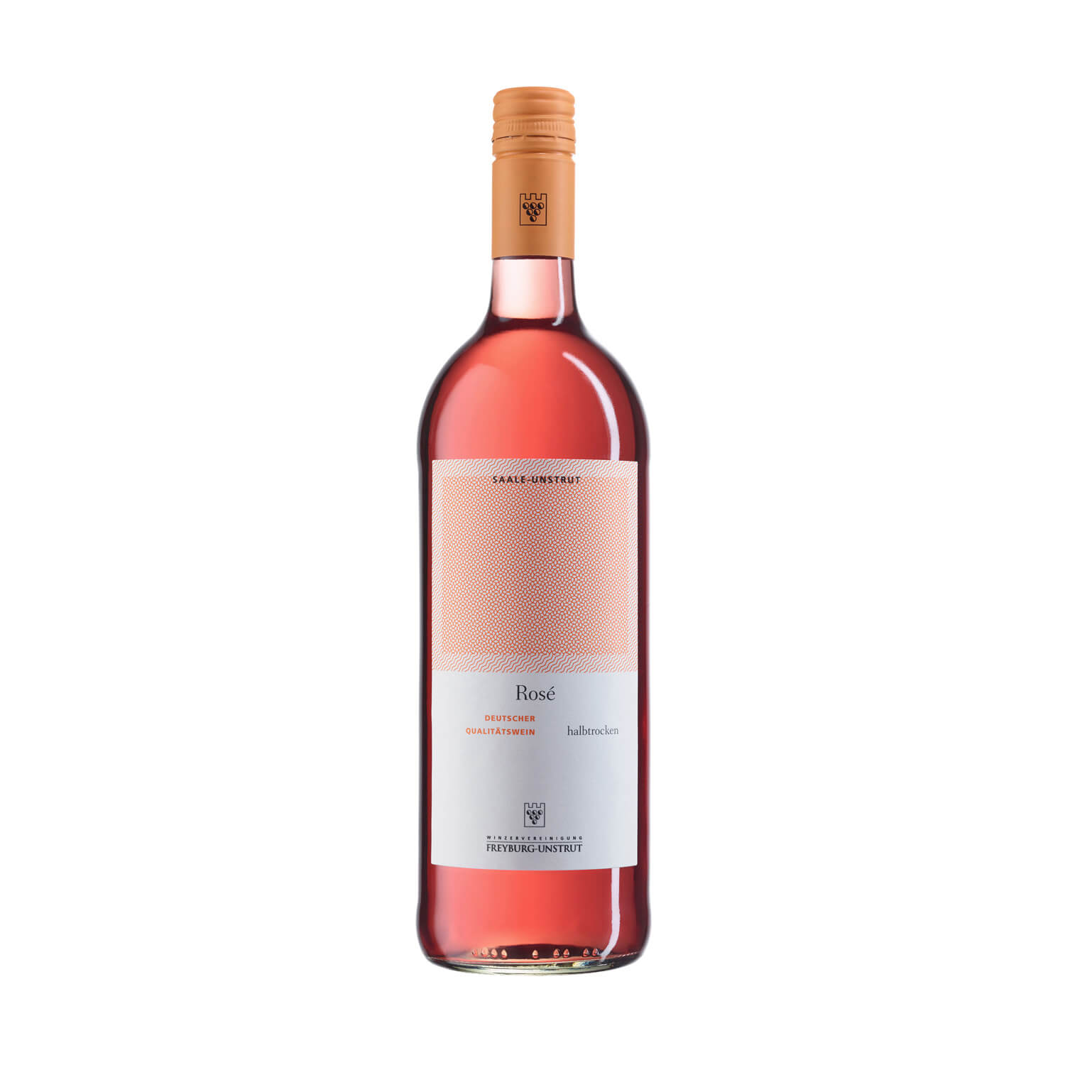 Eine ein Liter Flasche Roséwein halbtrocken ausgebaut 