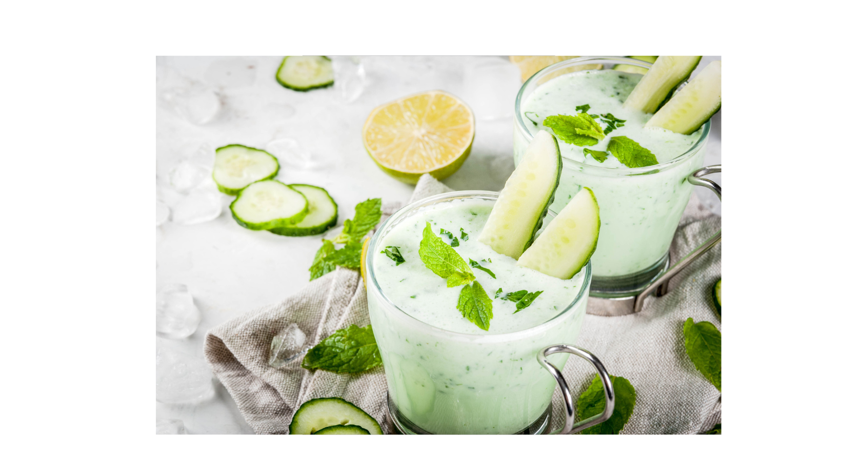 Salat mit Ziegenkäse - Kalte Gurken Avocadosuppe