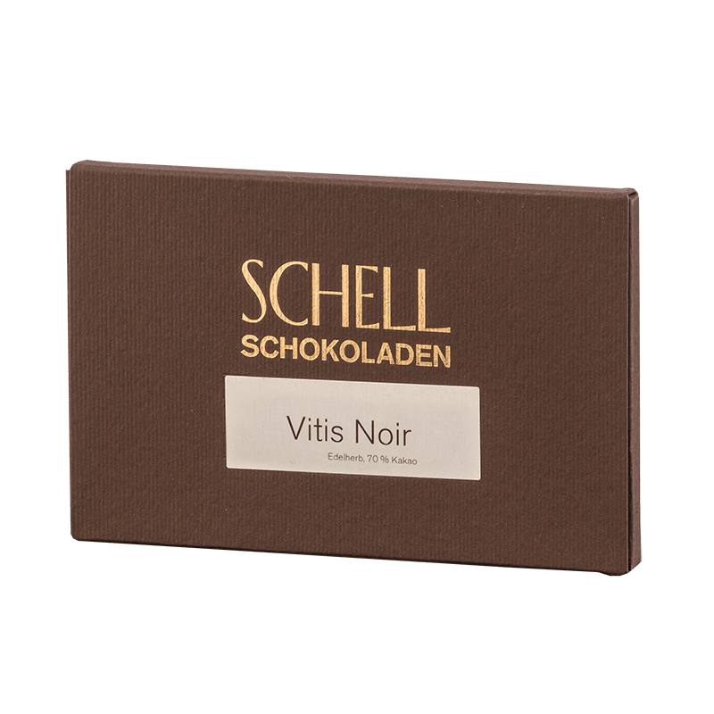 Eine Tafel Schell Schokolade Vitis Noir
