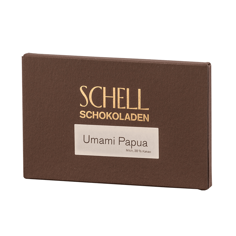 Eine Tafel Schell Schokolade Umami Papua