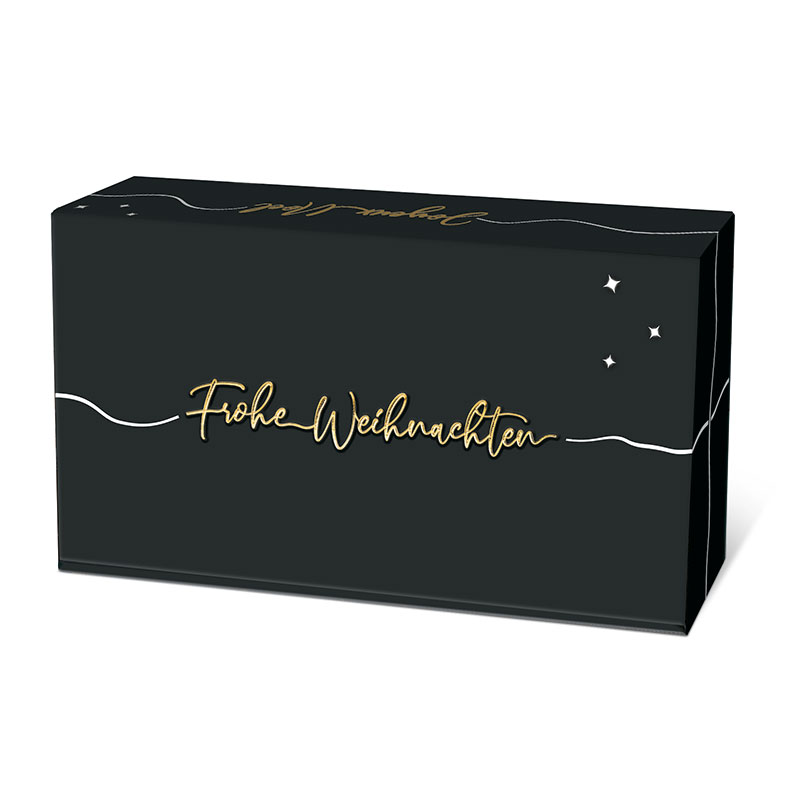 Präsentkarton Weihnachtsgrüße 2er  Präsentkarton schwarz im weihnachtlichen Design für zwei Weinflaschen