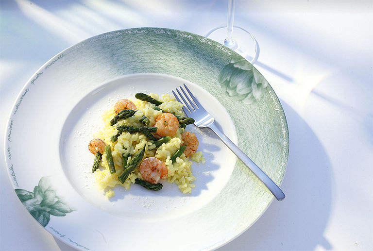 Spargel-Risotto al Scampi